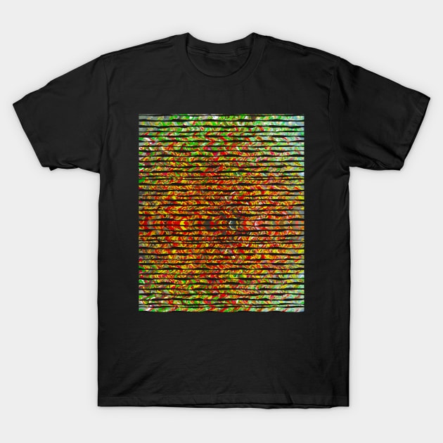 WAVE MACHINE OF COLOR WITH RAGGING BLACK STRIPES T-Shirt by KutieKoot T's